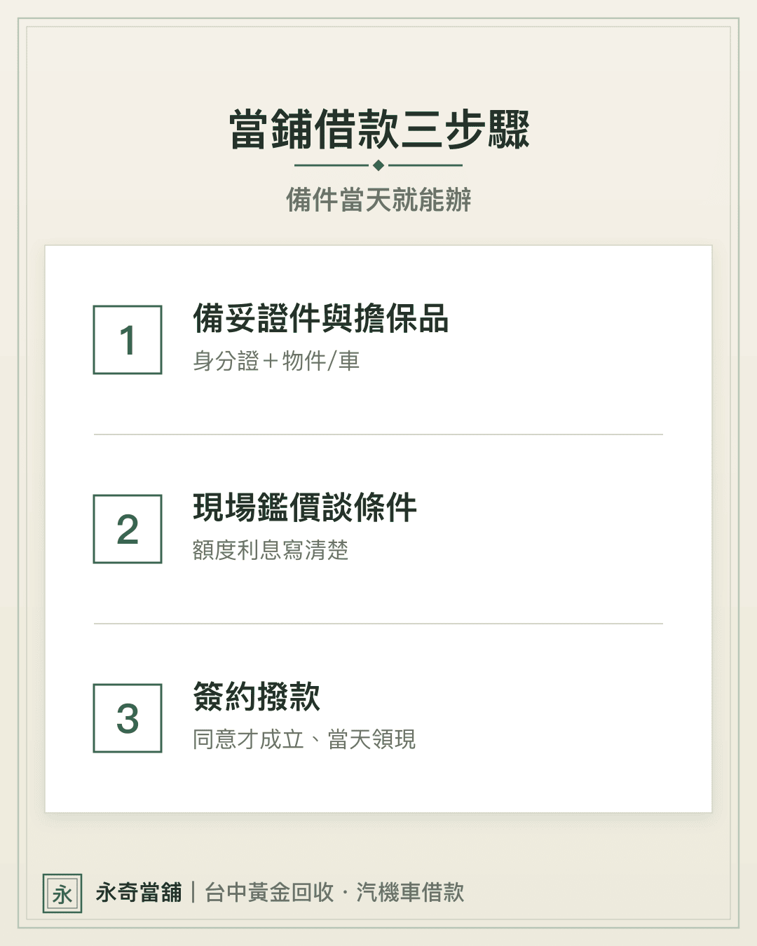 當鋪借款3步