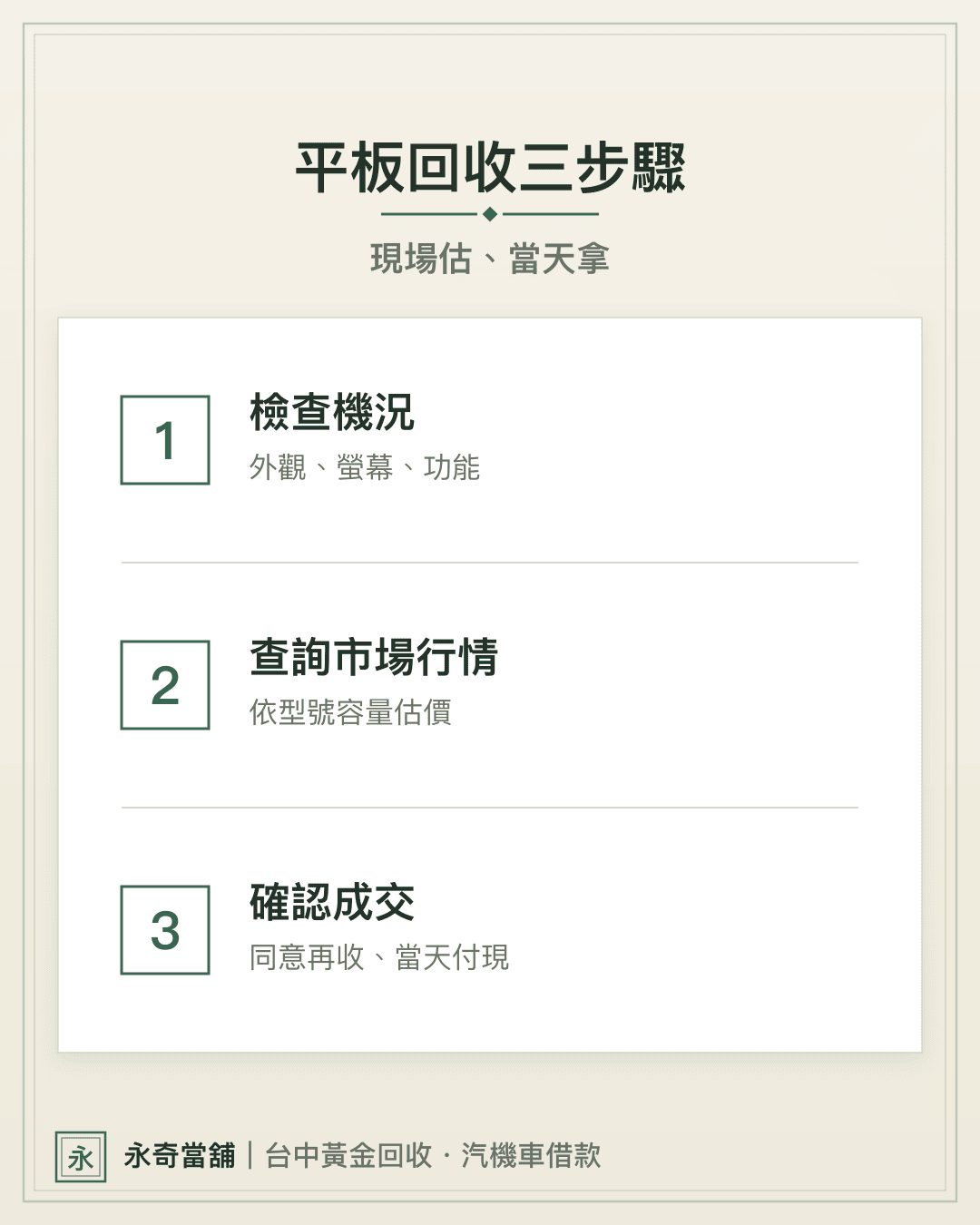 回收3步