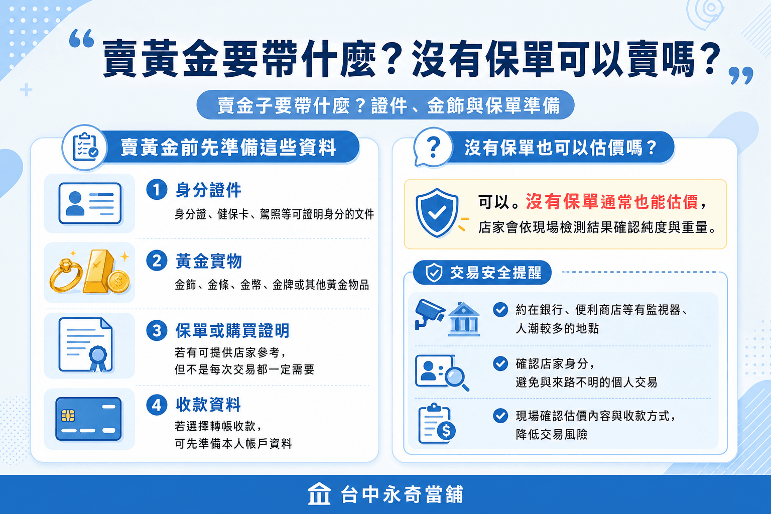 賣金子要帶什麼？證件、金飾與保單準備